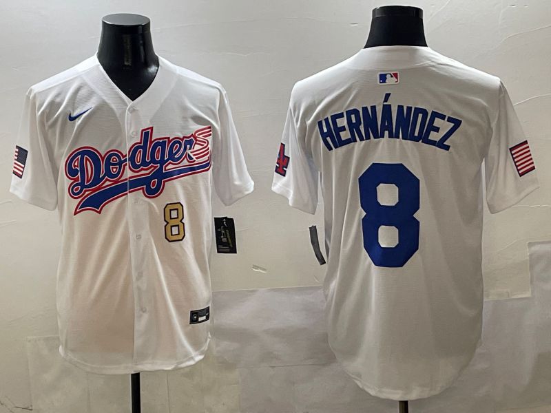 Men Los Angeles Dodgers #8 Hernandez White Second generation Joint Name Nike 2025 MLB Jersey style 2->los angeles dodgers->MLB Jersey